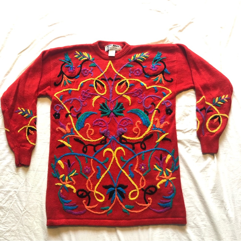 Vintage Kitty Hawk 90s Embroidery sweater